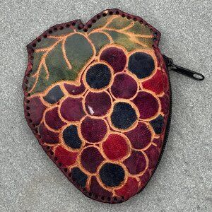 ✨ Artisanal Hand-Painted Grape Coin Purse ✨